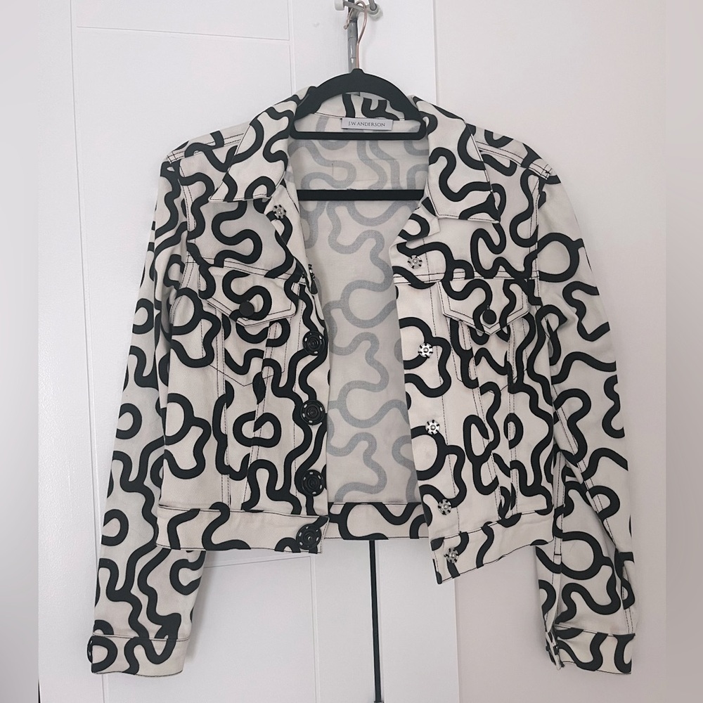 J.W. Anderson graphic print cropped denim jacket